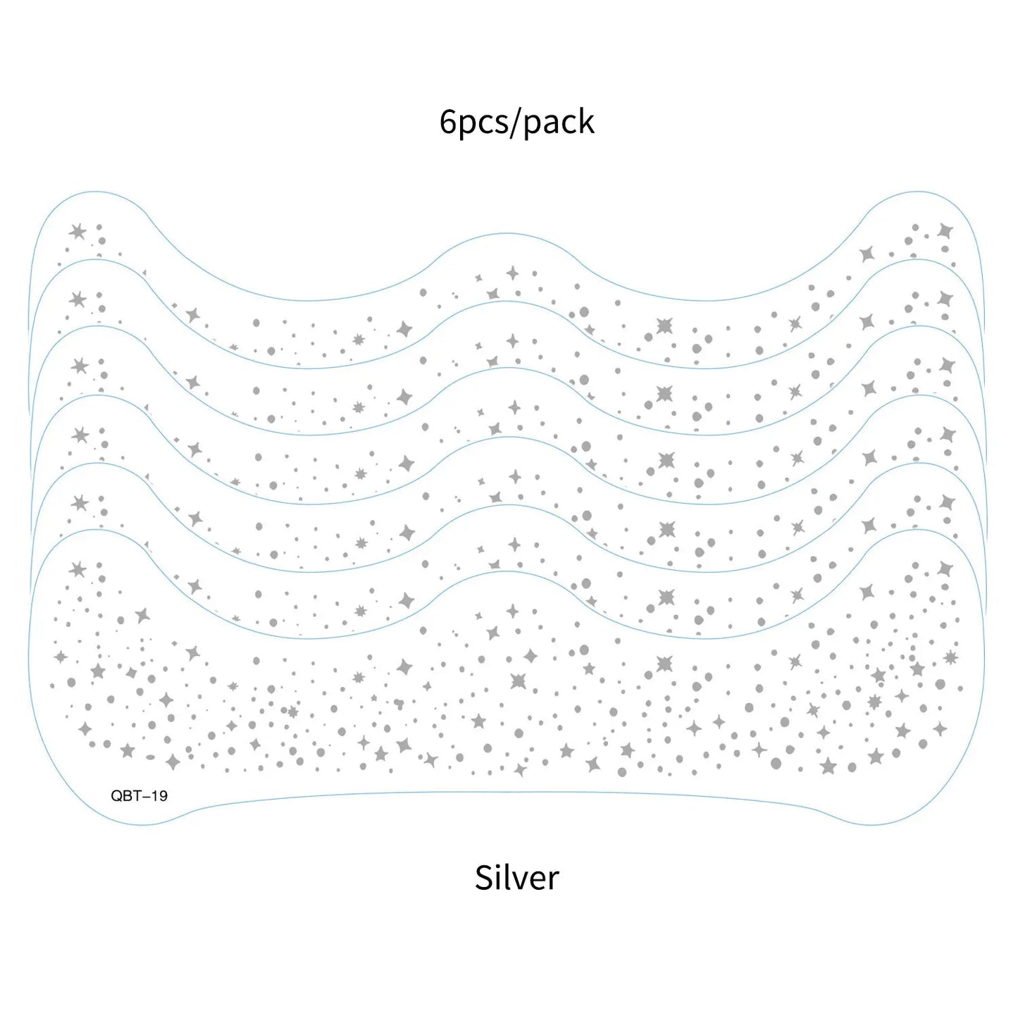 6Pcs Silver Glitter Fake Freckle Tattoo Stickers for Face Makeup Waterproof Gold Temporary Tattoos for Women Holiday Music Party