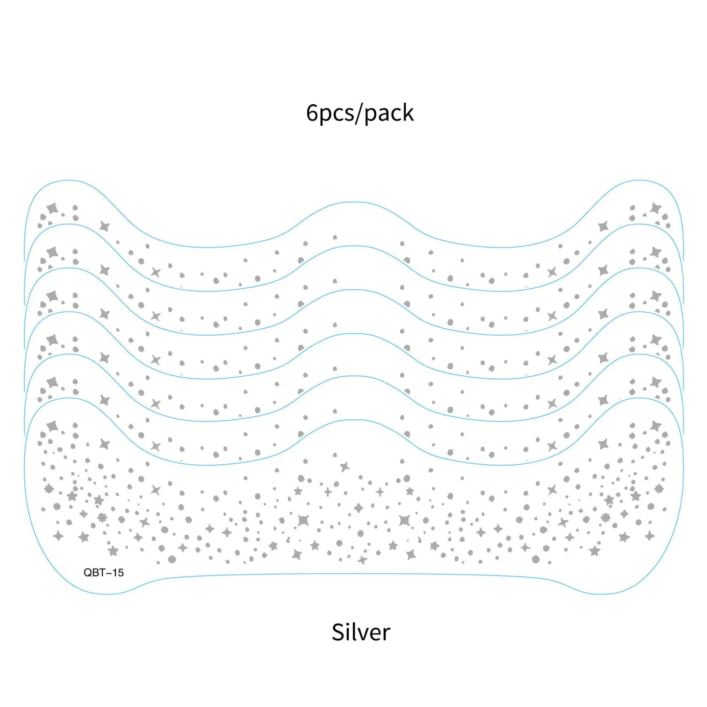 6Pcs Silver Glitter Fake Freckle Tattoo Stickers for Face Makeup Waterproof Gold Temporary Tattoos for Women Holiday Music Party