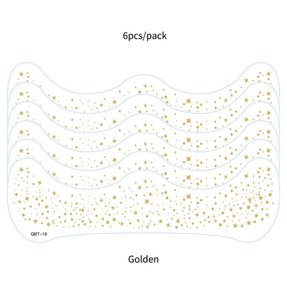 6Pcs Silver Glitter Fake Freckle Tattoo Stickers for Face Makeup Waterproof Gold Temporary Tattoos for Women Holiday Music Party
