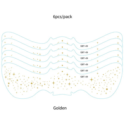 6Pcs Silver Glitter Fake Freckle Tattoo Stickers for Face Makeup Waterproof Gold Temporary Tattoos for Women Holiday Music Party