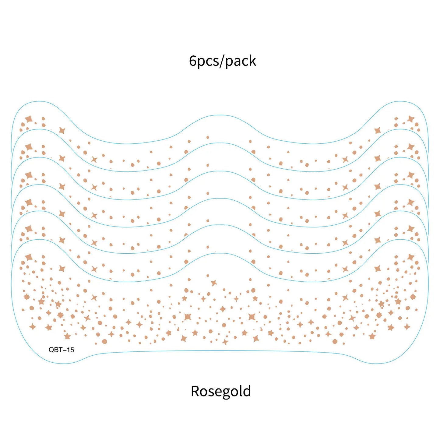 6Pcs Silver Glitter Fake Freckle Tattoo Stickers for Face Makeup Waterproof Gold Temporary Tattoos for Women Holiday Music Party