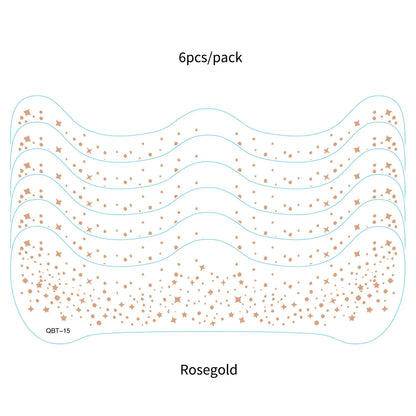 6Pcs Silver Glitter Fake Freckle Tattoo Stickers for Face Makeup Waterproof Gold Temporary Tattoos for Women Holiday Music Party