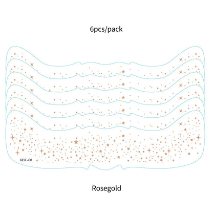 6Pcs Silver Glitter Fake Freckle Tattoo Stickers for Face Makeup Waterproof Gold Temporary Tattoos for Women Holiday Music Party
