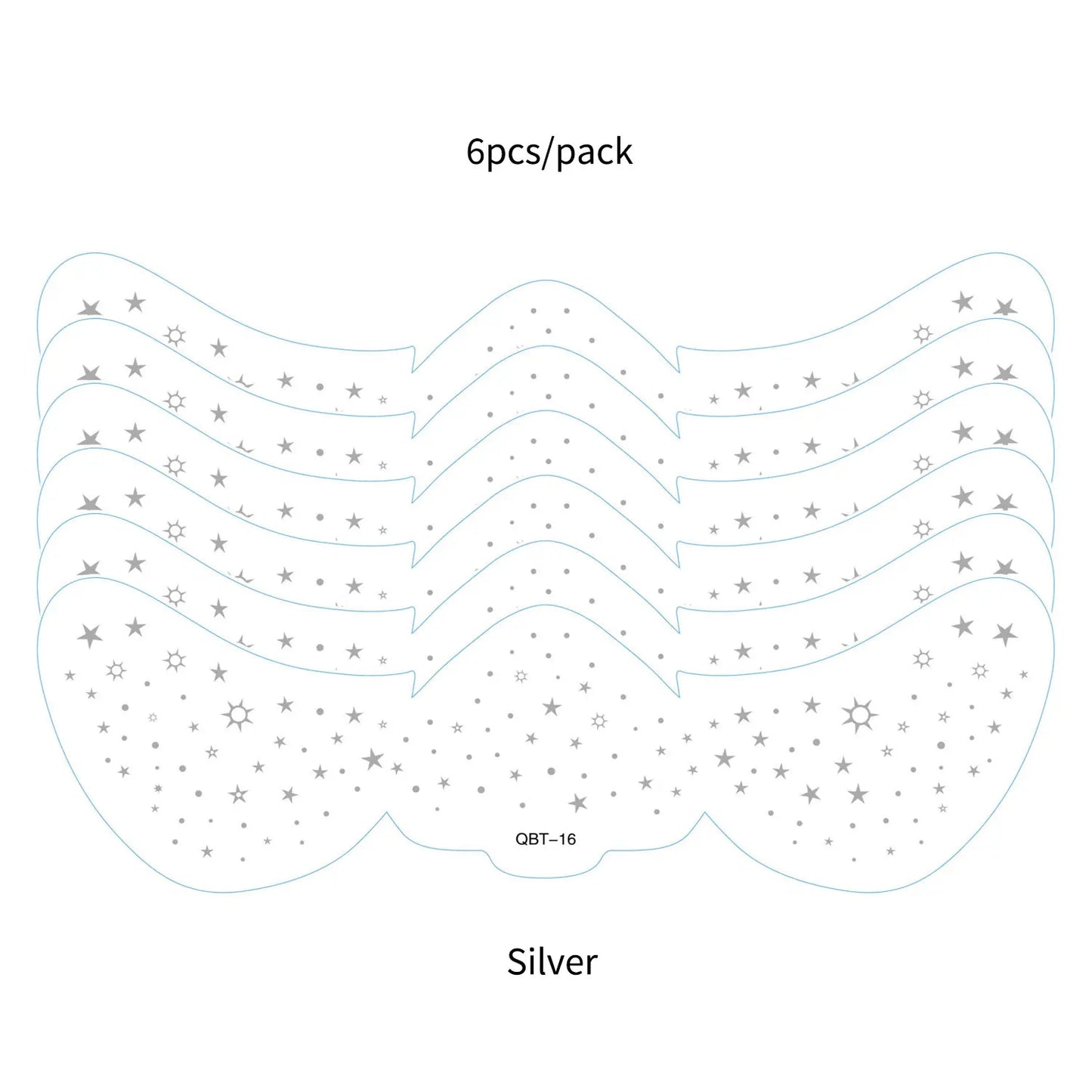 6Pcs Silver Glitter Fake Freckle Tattoo Stickers for Face Makeup Waterproof Gold Temporary Tattoos for Women Holiday Music Party