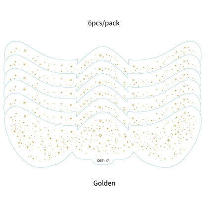 6Pcs Silver Glitter Fake Freckle Tattoo Stickers for Face Makeup Waterproof Gold Temporary Tattoos for Women Holiday Music Party