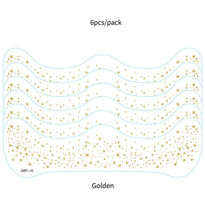 6Pcs Silver Glitter Fake Freckle Tattoo Stickers for Face Makeup Waterproof Gold Temporary Tattoos for Women Holiday Music Party