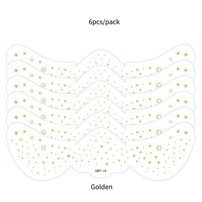 6Pcs Silver Glitter Fake Freckle Tattoo Stickers for Face Makeup Waterproof Gold Temporary Tattoos for Women Holiday Music Party