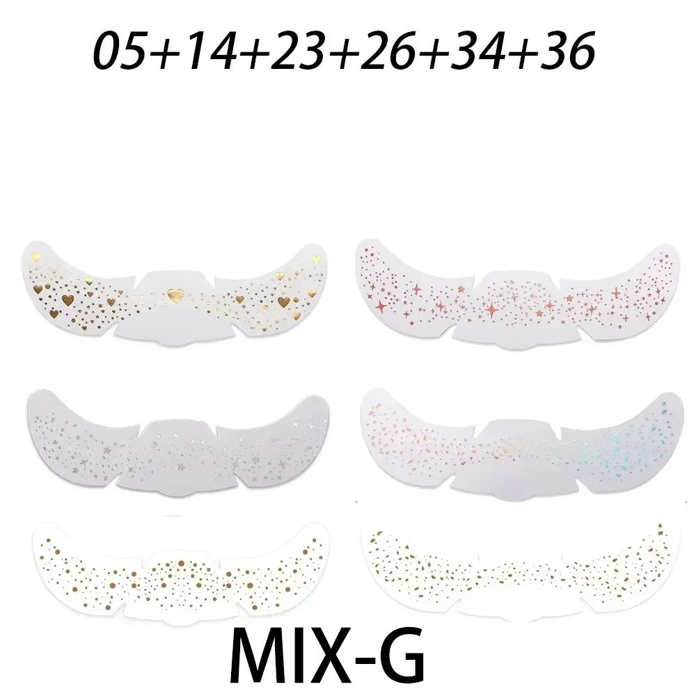 6Pcs Metallic Radiation Golden Silver Fake Freckles Temporary Tattoo Stickers Hot Stamping Freckles Makeup Patches Face Makeup