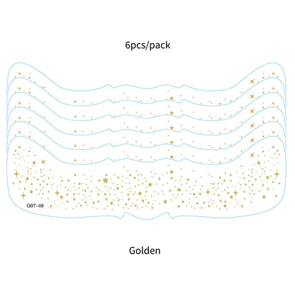 6Pcs Silver Glitter Fake Freckle Tattoo Stickers for Face Makeup Waterproof Gold Temporary Tattoos for Women Holiday Music Party