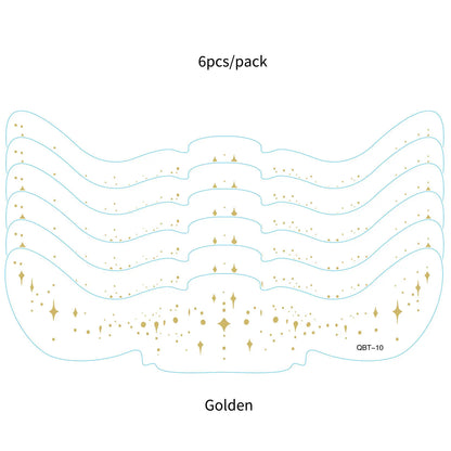 6Pcs Silver Glitter Fake Freckle Tattoo Stickers for Face Makeup Waterproof Gold Temporary Tattoos for Women Holiday Music Party