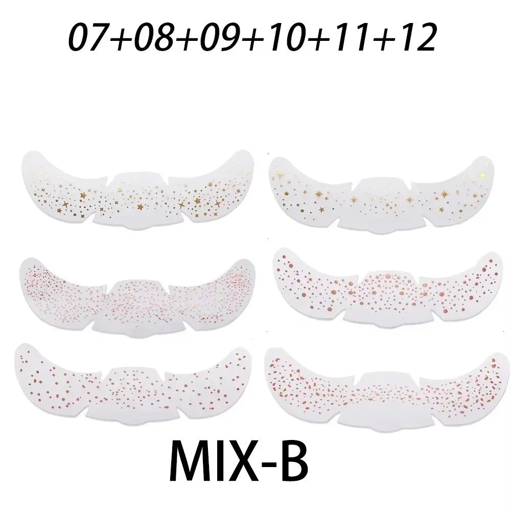 6Pcs Metallic Radiation Golden Silver Fake Freckles Temporary Tattoo Stickers Hot Stamping Freckles Makeup Patches Face Makeup