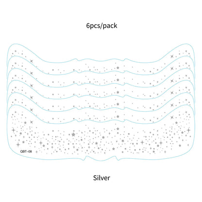 6Pcs Silver Glitter Fake Freckle Tattoo Stickers for Face Makeup Waterproof Gold Temporary Tattoos for Women Holiday Music Party