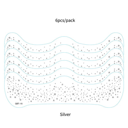 6Pcs Silver Glitter Fake Freckle Tattoo Stickers for Face Makeup Waterproof Gold Temporary Tattoos for Women Holiday Music Party