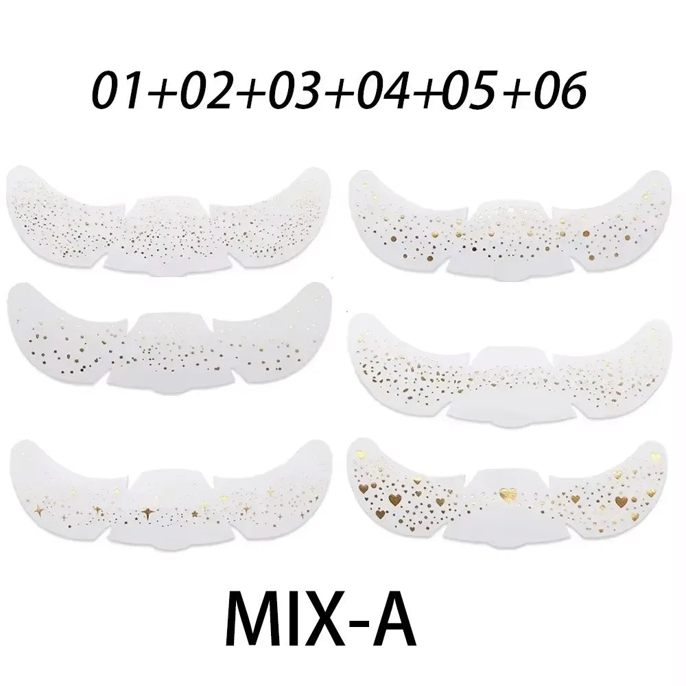 6Pcs Metallic Radiation Golden Silver Fake Freckles Temporary Tattoo Stickers Hot Stamping Freckles Makeup Patches Face Makeup