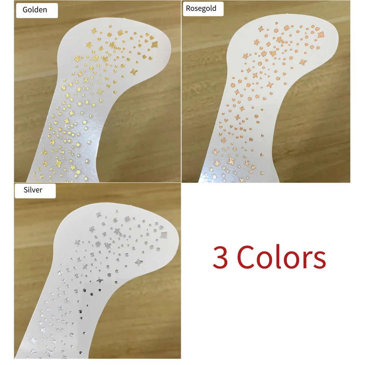 6Pcs Silver Glitter Fake Freckle Tattoo Stickers for Face Makeup Waterproof Gold Temporary Tattoos for Women Holiday Music Party