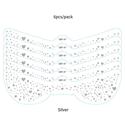 6Pcs Silver Glitter Fake Freckle Tattoo Stickers for Face Makeup Waterproof Gold Temporary Tattoos for Women Holiday Music Party