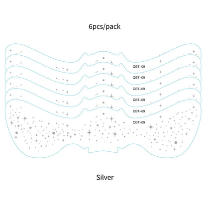 6Pcs Silver Glitter Fake Freckle Tattoo Stickers for Face Makeup Waterproof Gold Temporary Tattoos for Women Holiday Music Party