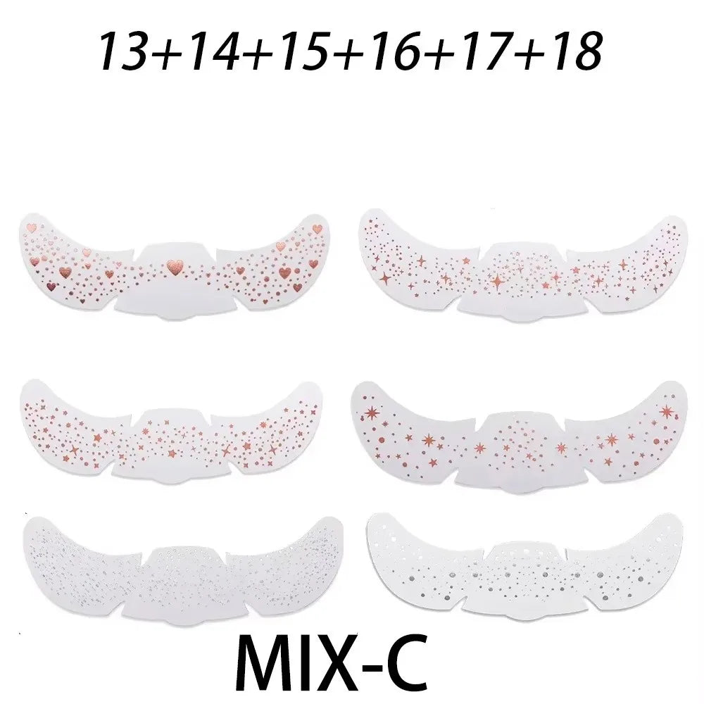 6Pcs Metallic Radiation Golden Silver Fake Freckles Temporary Tattoo Stickers Hot Stamping Freckles Makeup Patches Face Makeup