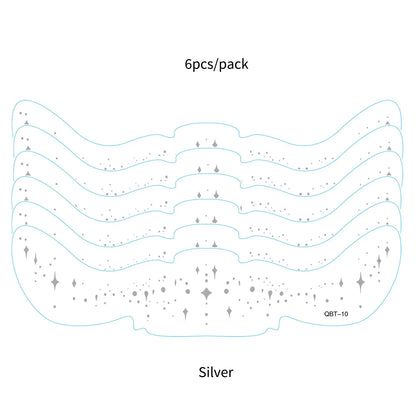 6Pcs Silver Glitter Fake Freckle Tattoo Stickers for Face Makeup Waterproof Gold Temporary Tattoos for Women Holiday Music Party